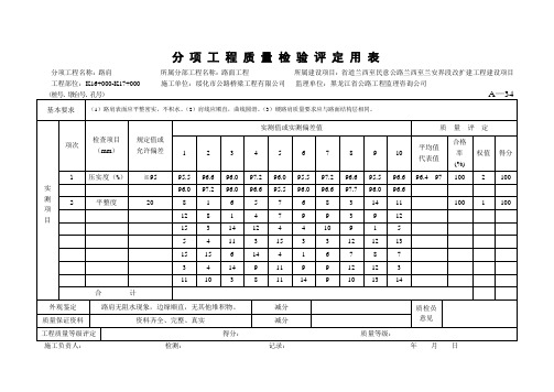 路肩土A34分项工程质量检验评定表