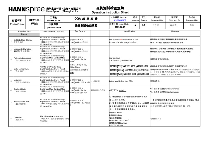 液晶显示器成品检验规范