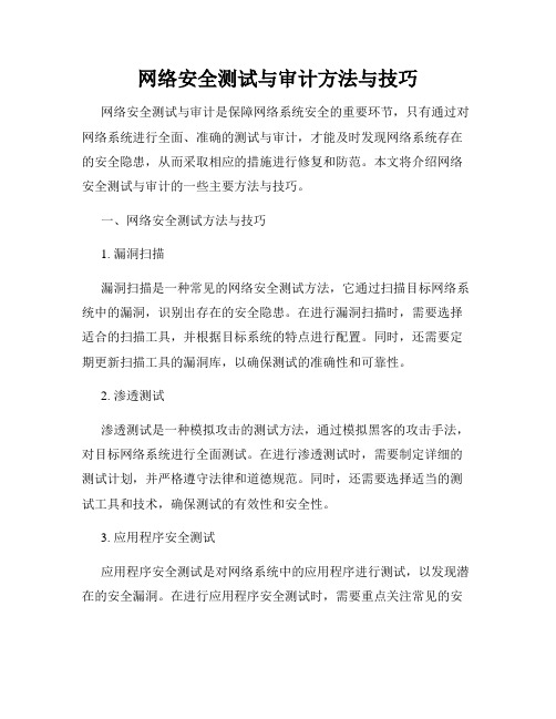 网络安全测试与审计方法与技巧