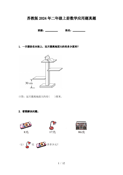 苏教版2024年二年级上册数学应用题真题