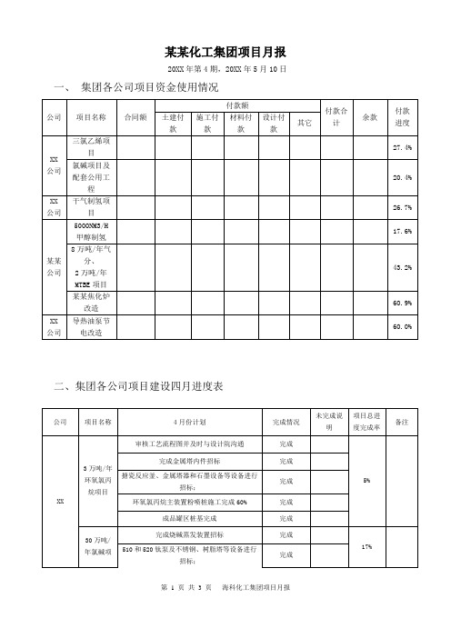 化工在建项目月报