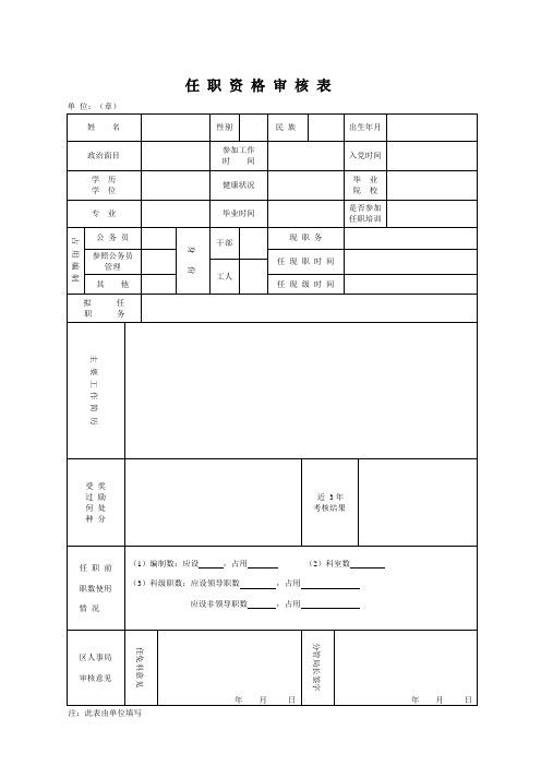 任职资格审核表