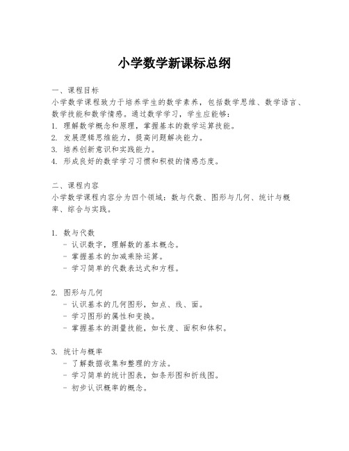 小学数学新课标总纲