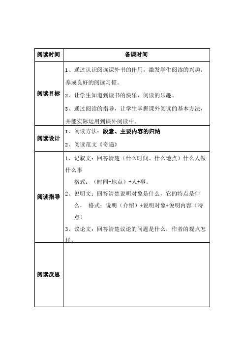 小学五年级语文课外阅读教案