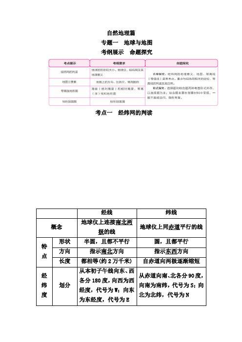 2020届高三地理二轮复习学案：专题1考点1 经纬网的判读 (含解析)