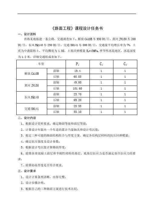 推荐-路面工程课程设计沥青路面设计 精品