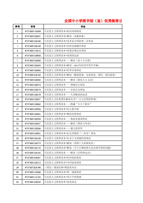 2018年全国中小学图书馆(室)优秀推荐目录