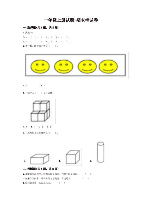 2019年一年级上册数学试题-期末考试卷   人教新课标 (含答案 )