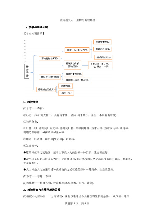 2023届高考地理二轮复习专题 生物与地理环境专题学案