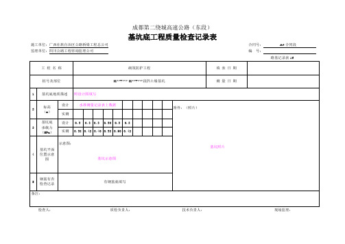 【工程通用表格】基坑底工程质量检查记录表