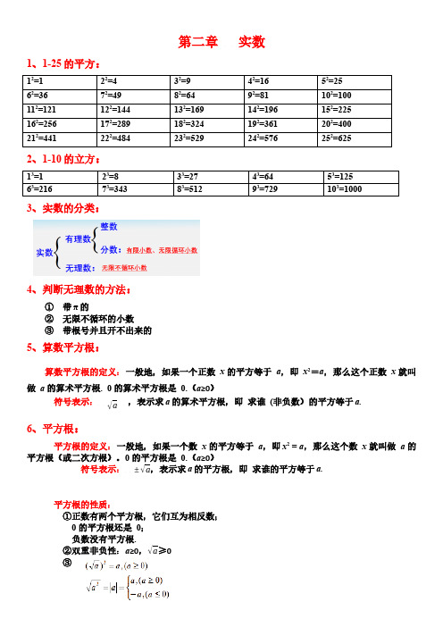 八上数学实数必背知识点总结