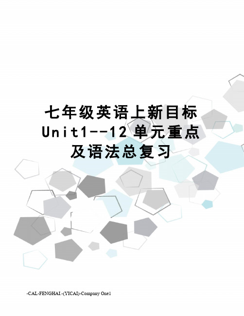 七年级英语上新目标Unit1--12单元重点及语法总复习