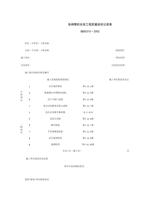 090110_电梯整机安装工程质量验收记录表