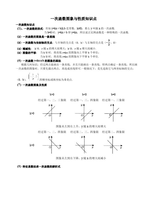 一次函数图象与性质知识点