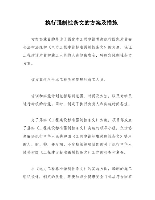 执行强制性条文的方案及措施