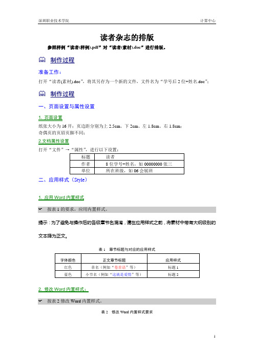 读者杂志的排版要求