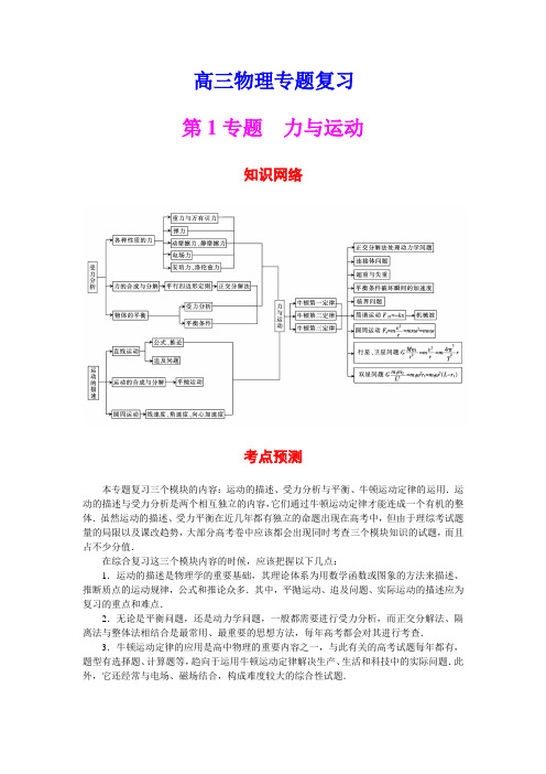 高考专题复习1力与运动+答案