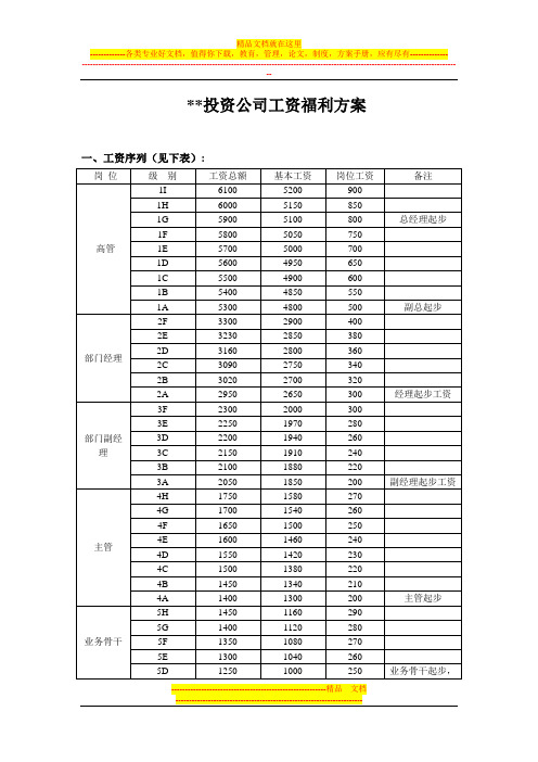 某投资公司薪酬方案[1]