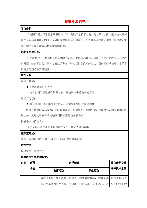 高中地理第三章地理信息技术的应用第二节遥感技术的应用教案中图版必修