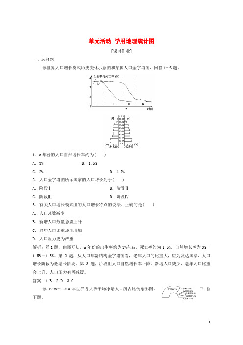 (优选)2019年高中地理第一单元人口与地理环境单元活动学用地理统计图优化练习鲁教版必修2