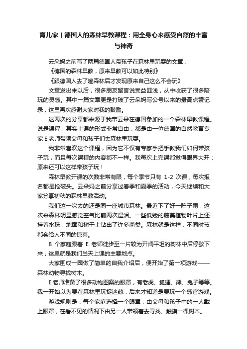 育儿家丨德国人的森林早教课程：用全身心来感受自然的丰富与神奇