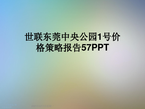 世联东莞中央公园1号价格策略报告57PPT