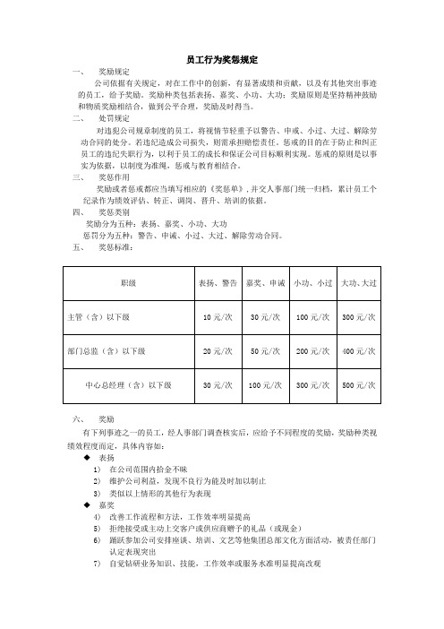 员工行为奖惩条例