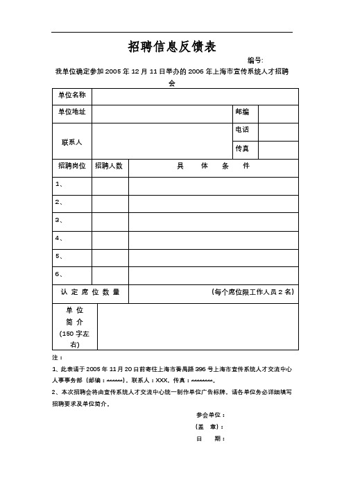 招聘信息反馈表【模板】