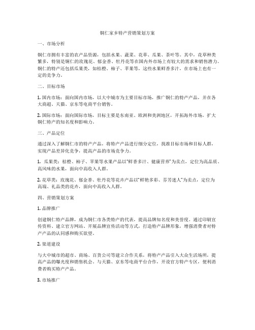 铜仁家乡特产营销策划方案