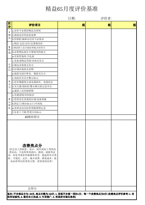 6S评价基准及评价表