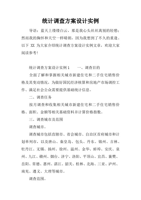 统计调查方案设计实例