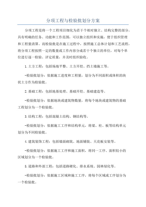 分项工程与检验批划分方案