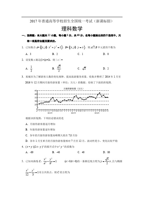 (完整版)2017全国三卷理科数学高考真题及答案,推荐文档