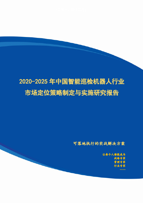 2020-2025年中国智能巡检机器人行业市场定位策略制定与实施研究报告