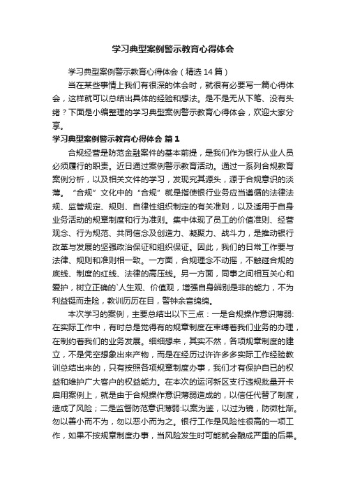 学习典型案例警示教育心得体会（精选14篇）