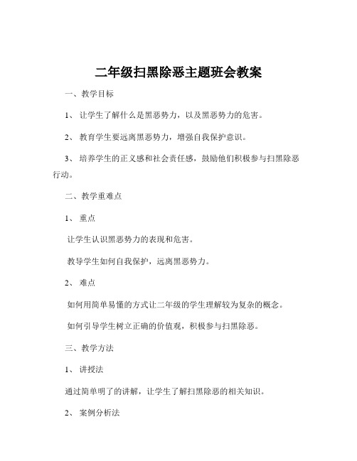 二年级扫黑除恶主题班会教案