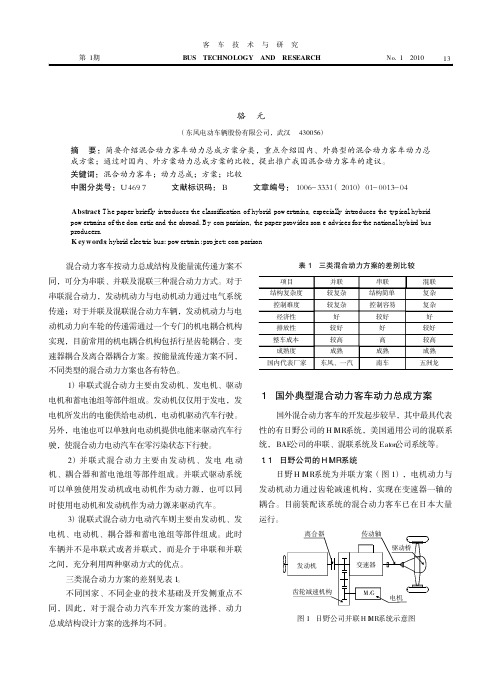 国内外混合动力客车动力总成方案比较研究