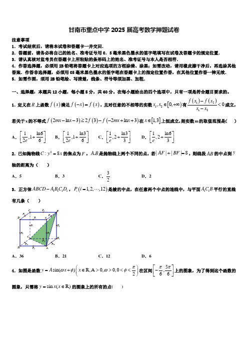 甘南市重点中学2025届高考数学押题试卷含解析