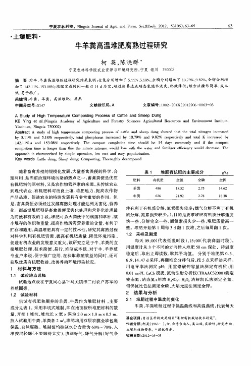 牛羊粪高温堆肥腐熟过程研究