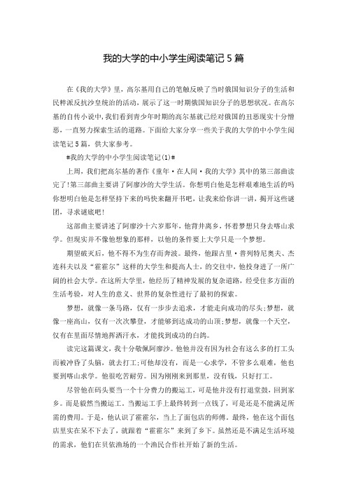 我的大学的中小学生阅读笔记5篇