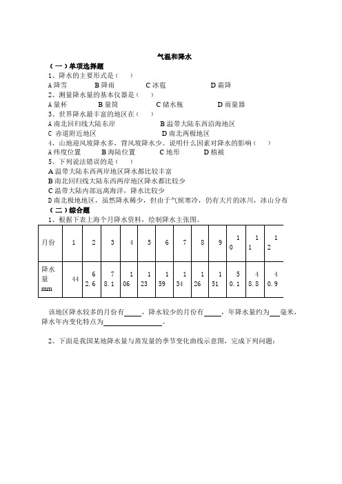 4.2 气温和降水 课时练(湘教版七年级上册) (8)