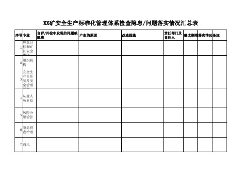 安全生产标准化持续改进落实情况三种表