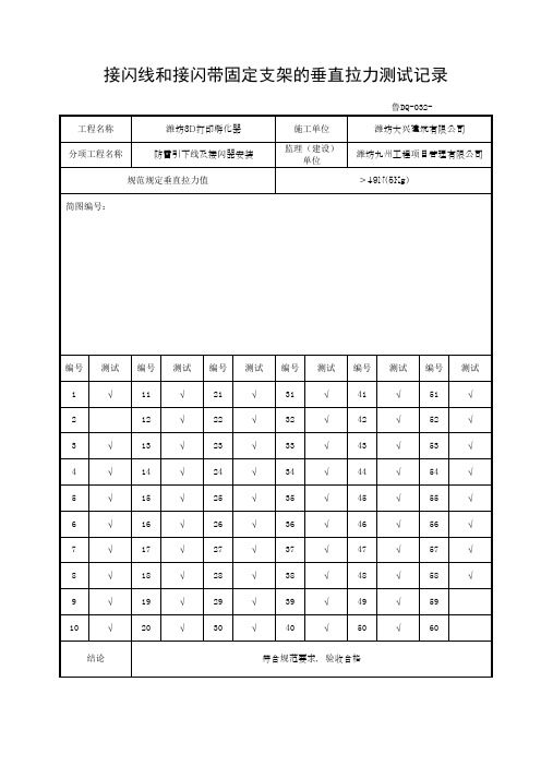 接闪线和接闪带固定支架的垂直拉力测试记录