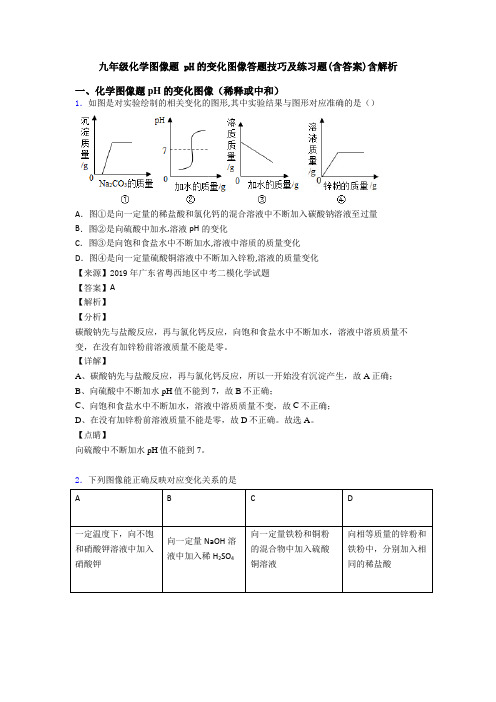 九年级化学图像题 pH的变化图像答题技巧及练习题(含答案)含解析