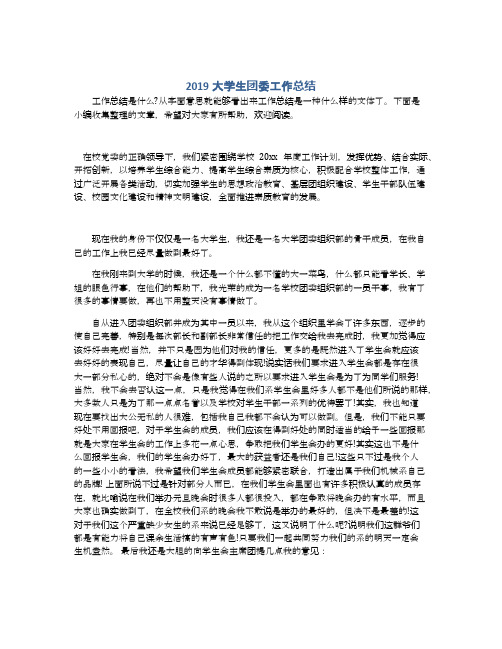 2019大学生团委工作总结