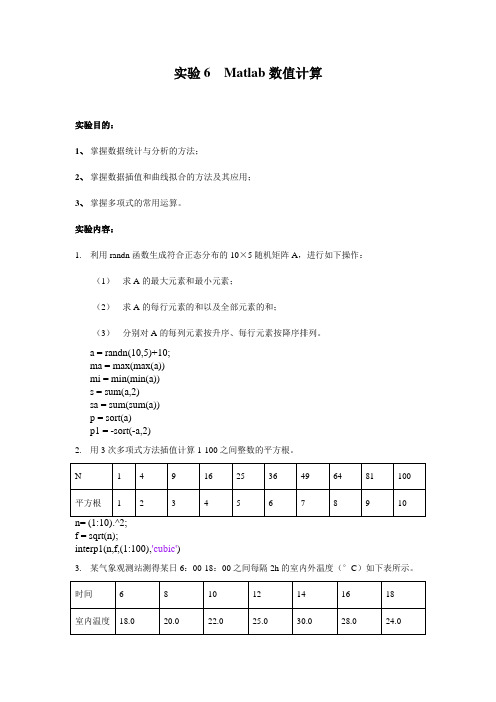 实验6答案Matlab数值计算