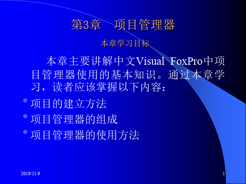 Visual FoxPro程序的设计及其应用系统开发第3章的项目管理器