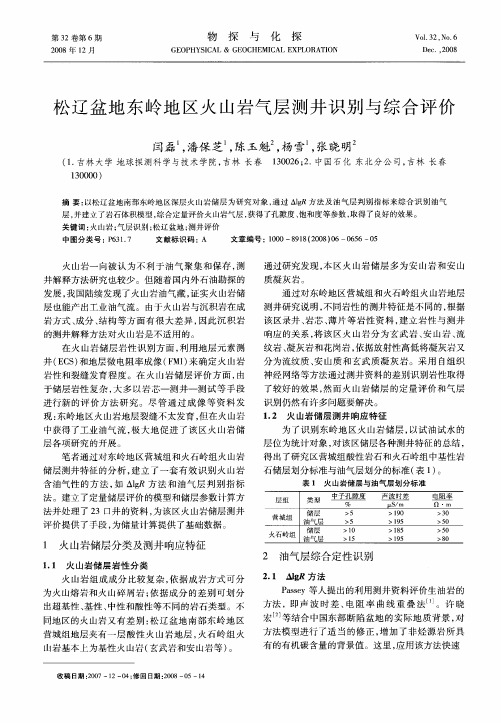 松辽盆地东岭地区火山岩气层测井识别与综合评价