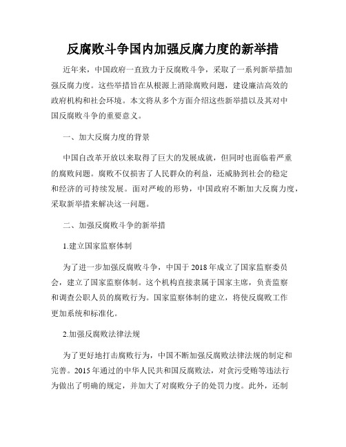 反腐败斗争国内加强反腐力度的新举措