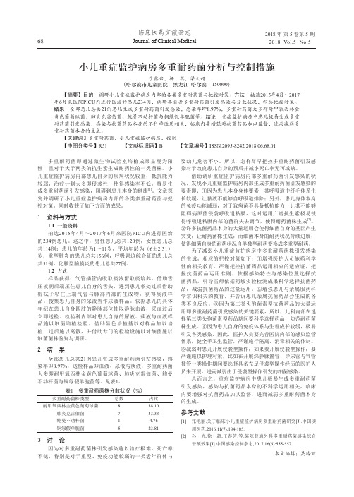 小儿重症监护病房多重耐药菌分析与控制措施